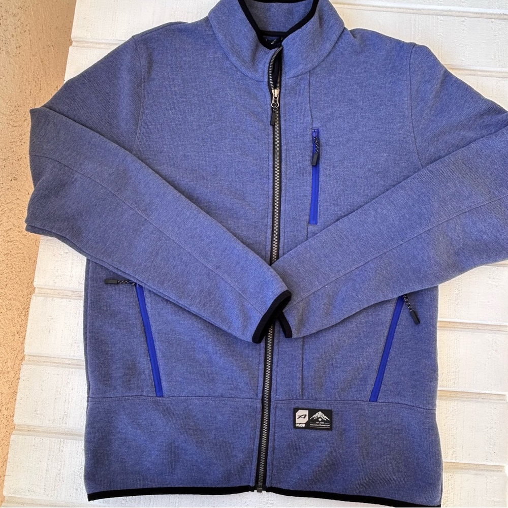 Orage Men’s Full Zip Sweater Zip Pockets Stand Up Collar‎ Blue Size Large